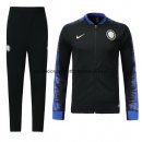 Nuevo Camisetas Chaqueta Conjunto Completo Inter Milán Negro Azul Liga 18/19 Baratas