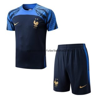 Nuevo Entrenamiento Conjunto Completo Francia 2022 Azul Marino Baratas
