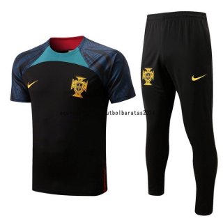 Nuevo Entrenamiento Conjunto Completo Portugal 2022 Negro Verde Baratas