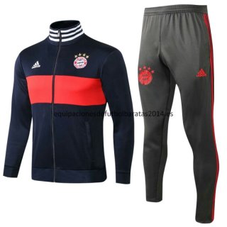 Nuevo Camisetas Chaqueta Conjunto Completo Bayern Múnich Azul Gris Liga 18/19 Baratas