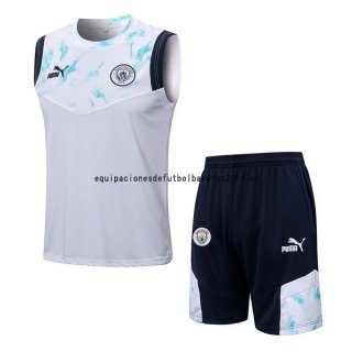 Nuevo Entrenamiento Sin Mangas Conjunto Completo Manchester City 2022 2023 Blanco Azul Baratas