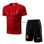 Nuevo Entrenamiento Conjunto Completo AC Milan 2022 2023 Rojo Negro Baratas