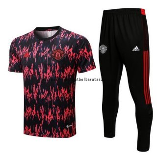 Nuevo Entrenamiento Conjunto Completo Manchester United 22/23 Rojo Negro Baratas