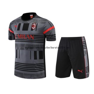 Nuevo Entrenamiento Conjunto Completo AC Milan 22/23 Gris Negro Baratas