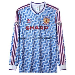 Nuevo 2ª Manga Larga Manchester United Retro 1992 Azul Baratas