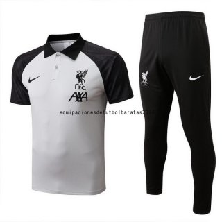 Nuevo Conjunto Completo Polo Liverpool 22/23 Blanco Negro Baratas