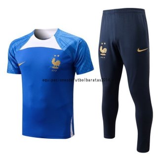 Nuevo Entrenamiento Conjunto Completo Francia 2022 Azul Blanco Baratas