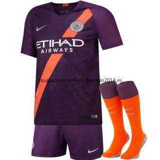 Nuevo Camisetas (Pantalones+Calcetines) Manchester City 3ª Liga 18/19 Baratas