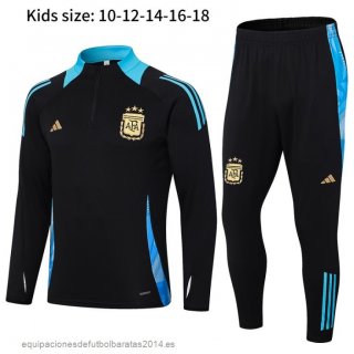 Nuevo Conjunto Completo Sudadera Entrenamiento Niños Argentina 2024 Negro Azul Baratas