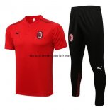 Nuevo Conjunto Completo Polo AC Milan 21/22 Rojo I Negro Baratas