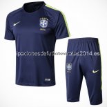 Nuevo Camisetas Brasil Conjunto Completo Entrenamiento Azul 2018 Baratas