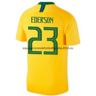 Nuevo Camisetas Brasil 1ª Equipación 2018 Ederson Baratas