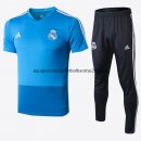 Nuevo Camisetas Conjunto Completo Real Madrid Entrenamiento 18/19 Azul Negro Baratas