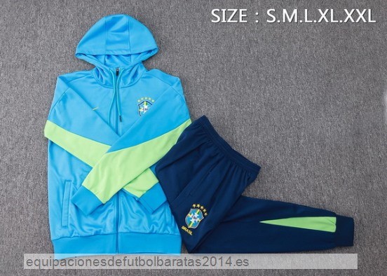 Conjunto Completo Chaqueta Con Capucha Brasil 2024 Azul Verde Baratas
