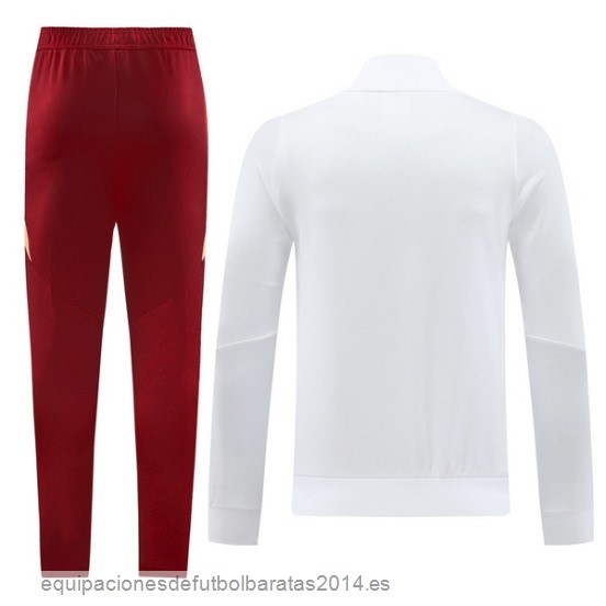 Conjunto Completo Ropa Deportiva Con Cremallera Larga AS Roma 24/25 Rojo Blanco Baratas