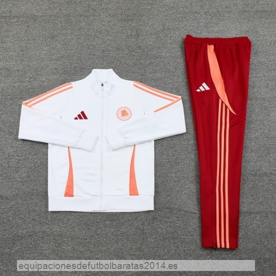 Conjunto Completo Ropa Deportiva Con Cremallera Larga AS Roma 24/25 Rojo Blanco Baratas