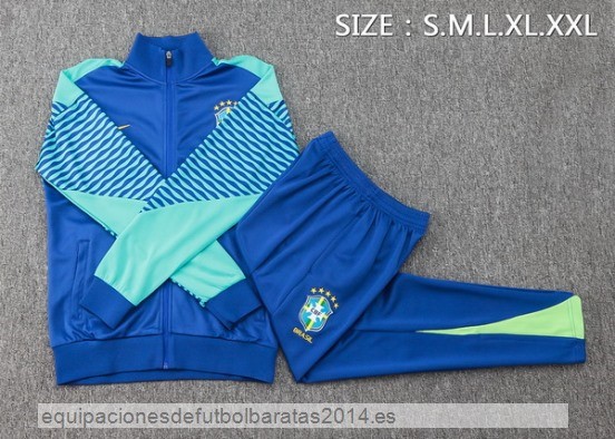 Conjunto Completo Ropa Deportiva Con Cremallera Larga Brasil 2024 Azul Baratas