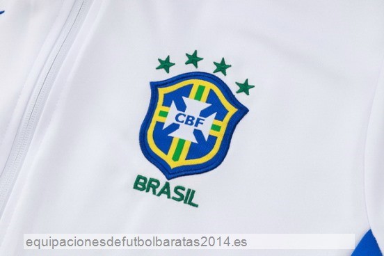 Conjunto Completo Ropa Deportiva Con Cremallera Larga Brasil 2024 Blanco Azul Baratas
