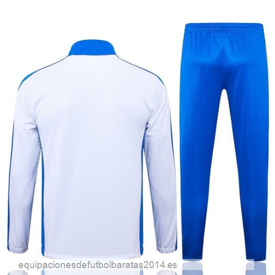 Conjunto Completo Ropa Deportiva Con Cremallera Larga Brasil 2024 Blanco Azul Baratas