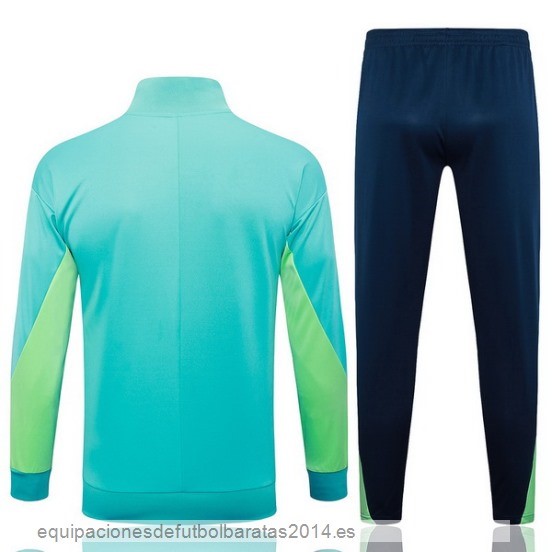 Conjunto Completo Ropa Deportiva Con Cremallera Larga Brasil 2024 Verde Azul Baratas