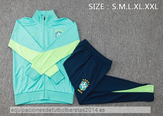 Conjunto Completo Ropa Deportiva Con Cremallera Larga Brasil 2024 Verde Azul Baratas