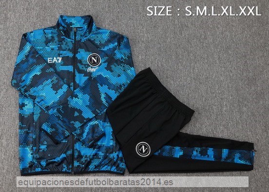 Conjunto Completo Ropa Deportiva Con Cremallera Larga Napoli 24/25 Azul I Negro Baratas