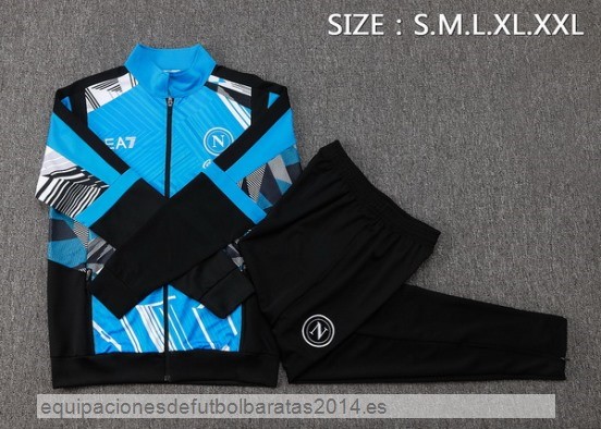Conjunto Completo Ropa Deportiva Con Cremallera Larga Napoli 24/25 Azul Negro Baratas