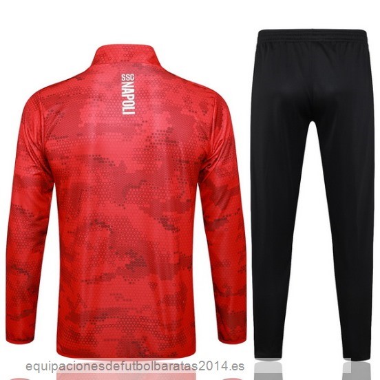 Conjunto Completo Ropa Deportiva Con Cremallera Larga Napoli 24/25 Rojo Negro Baratas