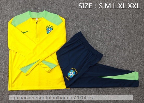 Conjunto Completo Sudadera Entrenamiento Brasil 2024 Amarillo Azul I Verde Baratas
