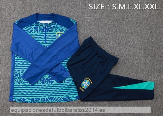 Conjunto Completo Sudadera Entrenamiento Brasil 2024 Azul Baratas