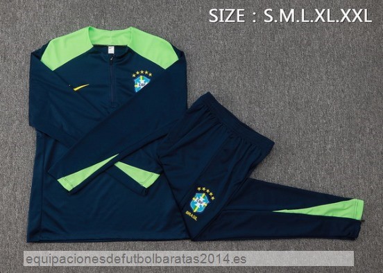 Conjunto Completo Sudadera Entrenamiento Brasil 2024 Azul Marino I Verde Baratas