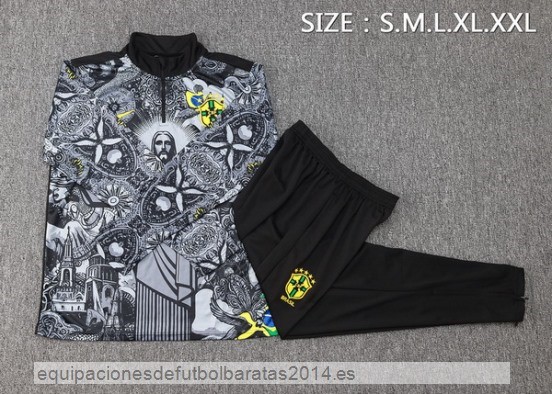 Conjunto Completo Sudadera Entrenamiento Brasil 2024 Gris I Negro Baratas