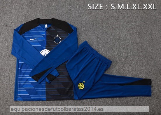 Conjunto Completo Sudadera Entrenamiento Inter Milán 24/25 Azul Negro Baratas