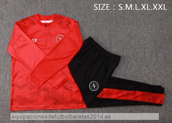 Conjunto Completo Sudadera Entrenamiento Napoli 24/25 Rojo Negro Baratas