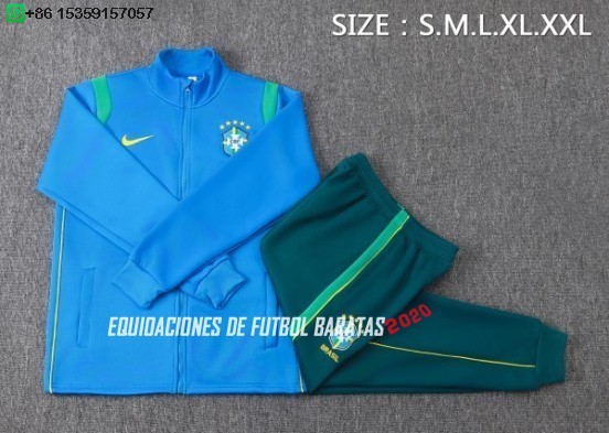 Nuevo Conjunto Completo Ropa Deportiva Con Cremallera Larga Brasil 2026 Azul Verde Baratas