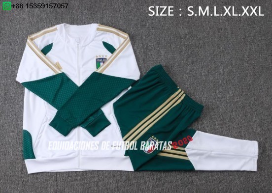 Nuevo Conjunto Completo Ropa Deportiva Con Cremallera Larga Italia 2026 Blanco Verde Baratas