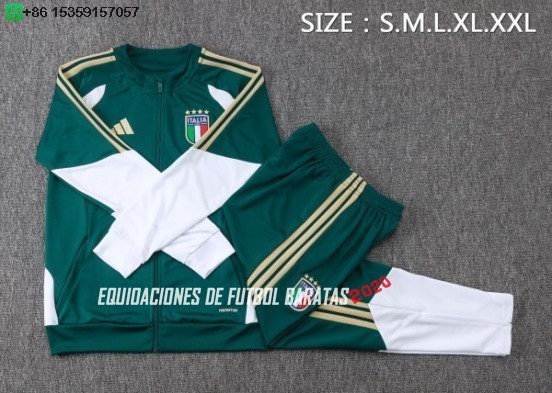 Nuevo Conjunto Completo Ropa Deportiva Con Cremallera Larga Italia 2026 Verde Blanco Baratas
