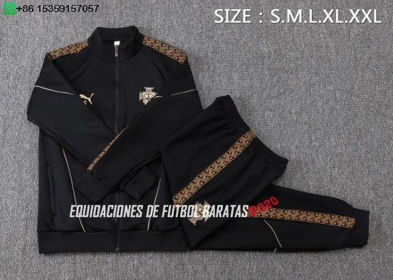 Nuevo Conjunto Completo Ropa Deportiva Con Cremallera Larga Portugal 2026 Negro Amarillo Baratas