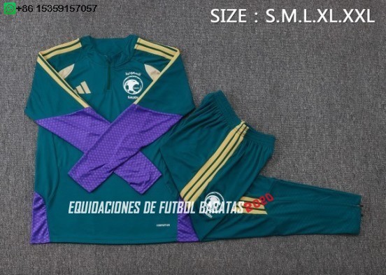 Nuevo Conjunto Completo Sudadera Entrenamiento Arabia Saudita 2025 Verde Baratas