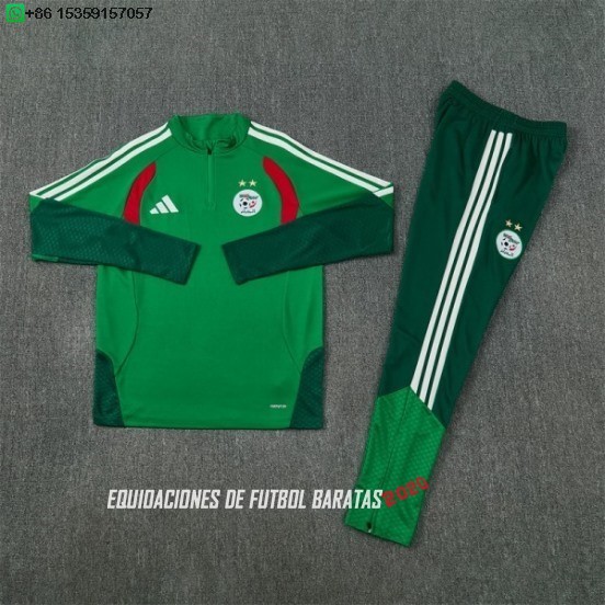 Nuevo Conjunto Completo Sudadera Entrenamiento Argelia 2026 Verde Baratas