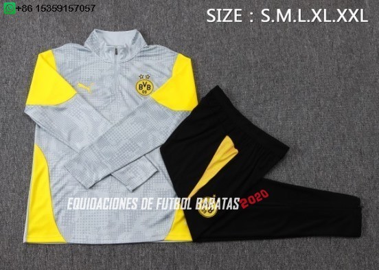 Nuevo Conjunto Completo Sudadera Entrenamiento Borussia Dortmund 25/26 Gris Amarillo Negro Baratas