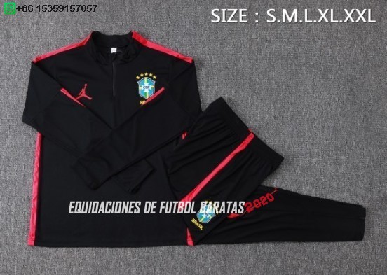 Nuevo Conjunto Completo Sudadera Entrenamiento Brasil 2026 Negro Rosa Baratas