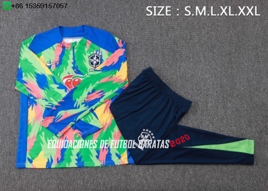 Nuevo Conjunto Completo Sudadera Entrenamiento Brasil 2026 Verde Negro Baratas