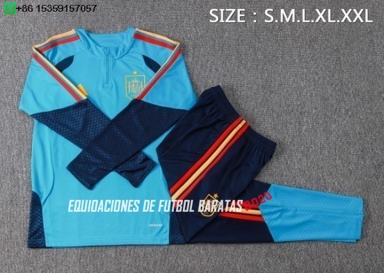 Nuevo Conjunto Completo Sudadera Entrenamiento España 2026 Azul Baratas