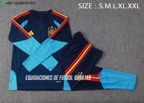 Nuevo Conjunto Completo Sudadera Entrenamiento España 2026 Azul Marino Baratas