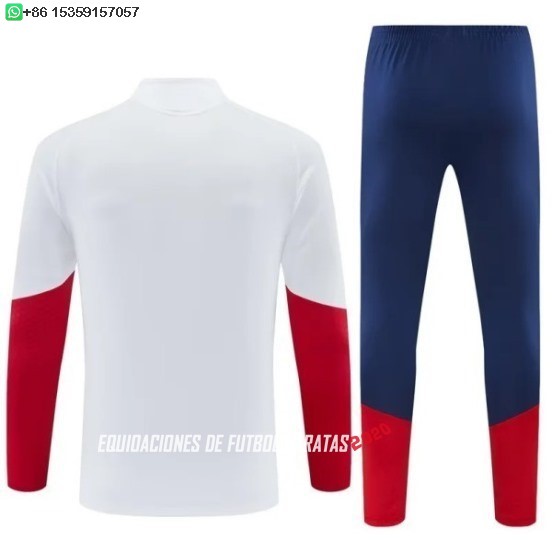 Nuevo Conjunto Completo Sudadera Entrenamiento España 2026 Blanco Rojo Azul Baratas