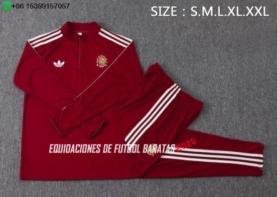 Nuevo Conjunto Completo Sudadera Entrenamiento España 2026 Borgona Baratas