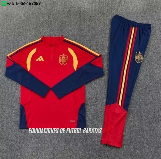 Nuevo Conjunto Completo Sudadera Entrenamiento España 2026 Rojo Azul Baratas