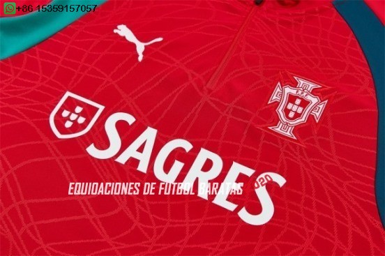 Nuevo Conjunto Completo Sudadera Entrenamiento Portugal 2026 Rojo Verde Baratas