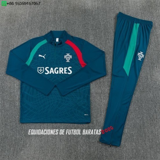 Nuevo Conjunto Completo Sudadera Entrenamiento Portugal 2026 Verde Rojo Baratas